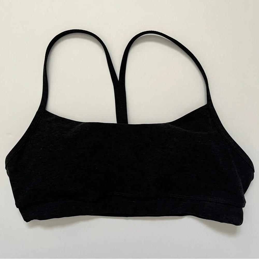 Aritzia TnAction TnaLIFE Perform Sports Bra Heathered Charcoal Gray Workout Sz S - Picture 2 of 11